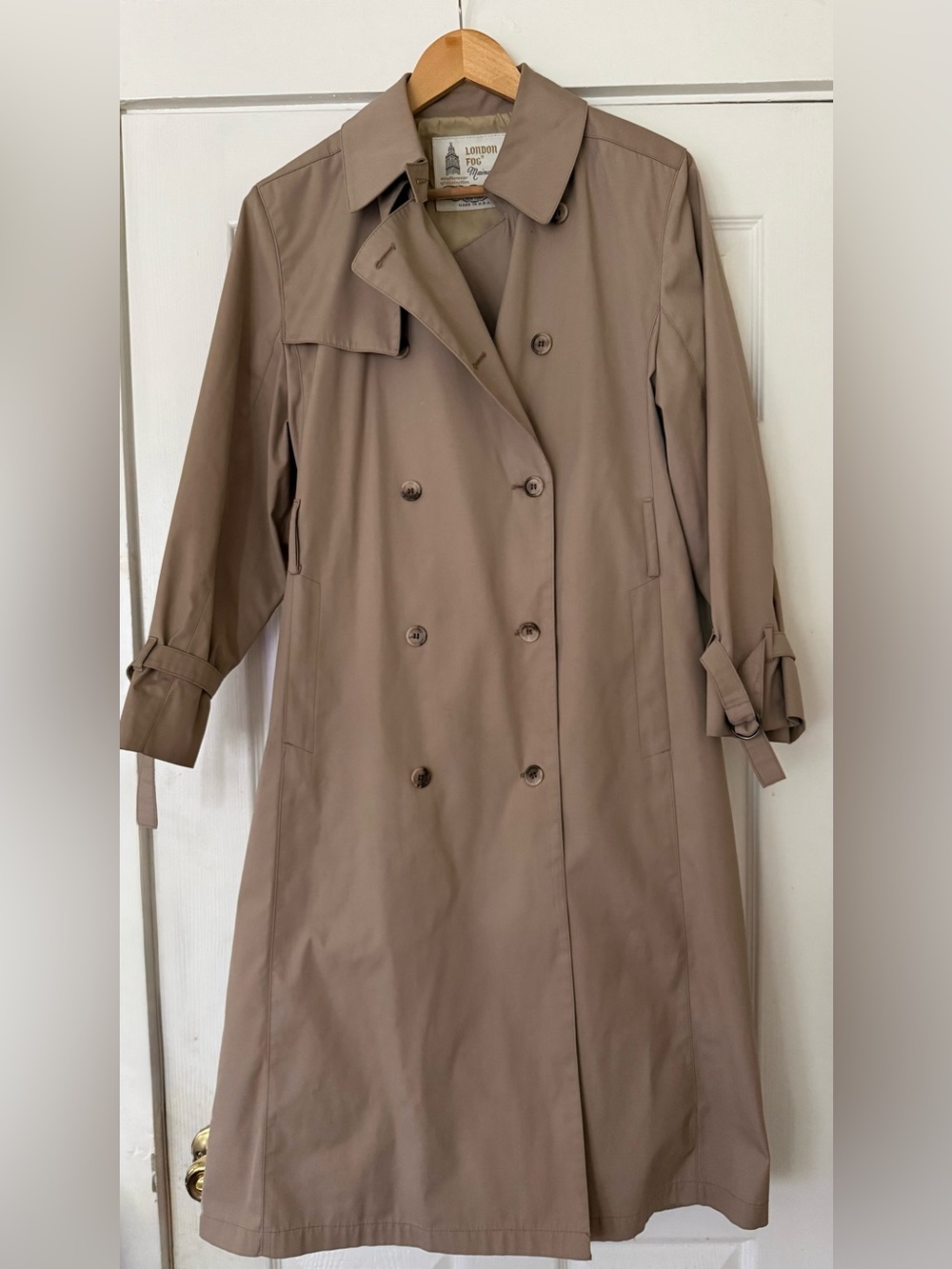 London Fog Full Length Trench Coat in Taupe